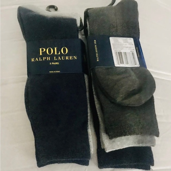 New Polo Ralph Lauren 3 Pairs Men’s Socks Grey Grey Blue made in Korea - Picture 14 of 16